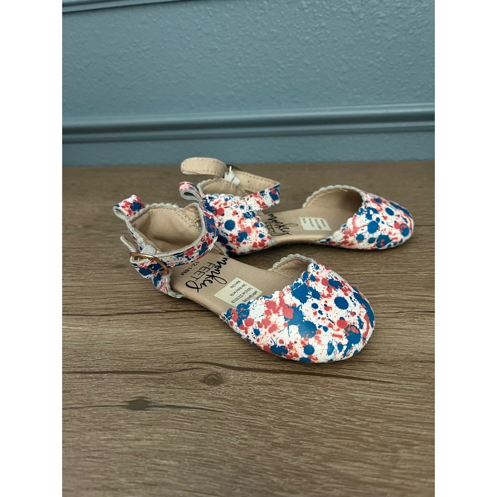 Monkey Feet Baby Toddler Splatter Paint Mary Jane Flats Shoes 12 18M